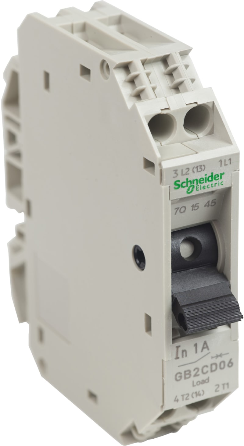 Schneider Electric Thermal magnetic circuit breaker, TeSys GB2, 1P+N, 1 A, Icu 50 kA@240 V GB2CD06