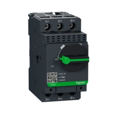 Schneider Electric Motor circuit breaker, TeSys GV2, 3P, 14 A, magnetic, rotary handle, screw clamp terminals GV2L16