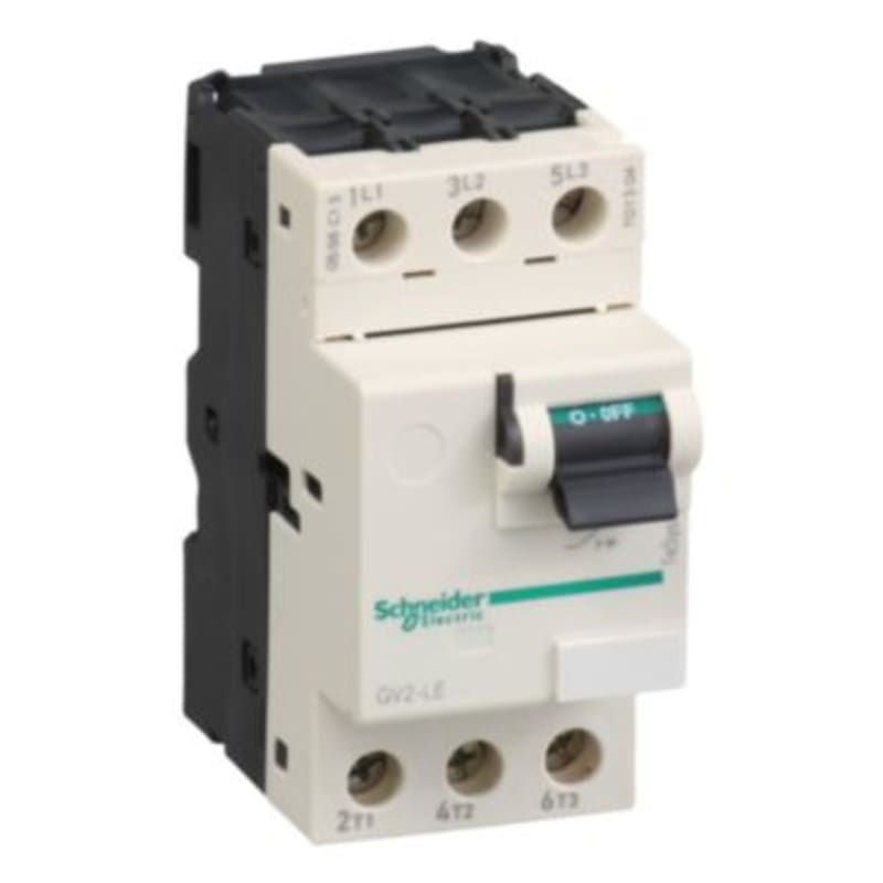 Schneider Electric Motor circuit breaker, TeSys GV2, 3P, 1 A, magnetic, toggle control, screw clamp terminals GV2LE05