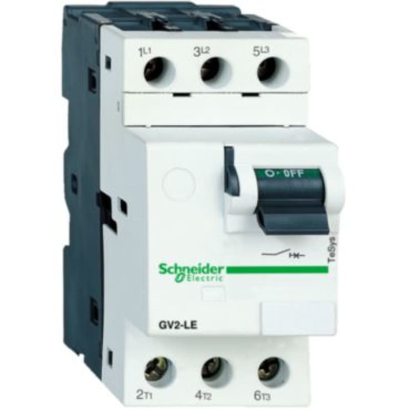 Schneider Electric Motor circuit breaker, TeSys GV2, 3P, 10 A, magnetic, toggle control, screw clamp terminals GV2LE14