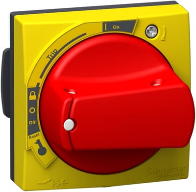 Schneider Electric Rotary handle, TeSys GV2-GV3-U, IP54, red handle, with trip indication GVAPR54