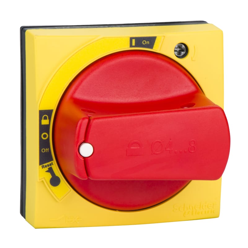 Schneider Electric Rotary handle,TeSys Deca Frame 2/3,TeSys Ulta,IP65,red handle,without trip indication GVAPR65