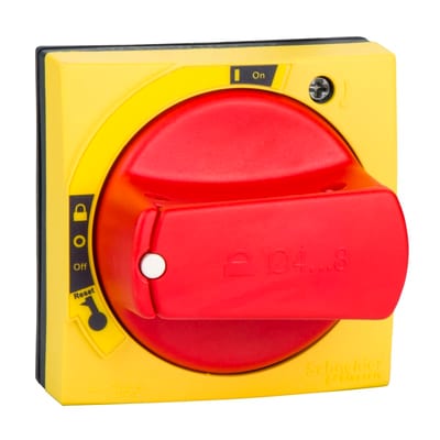 Schneider Electric Rotary handle,TeSys Deca Frame 2/3,TeSys Ulta,IP65,red handle,without trip indication GVAPR65