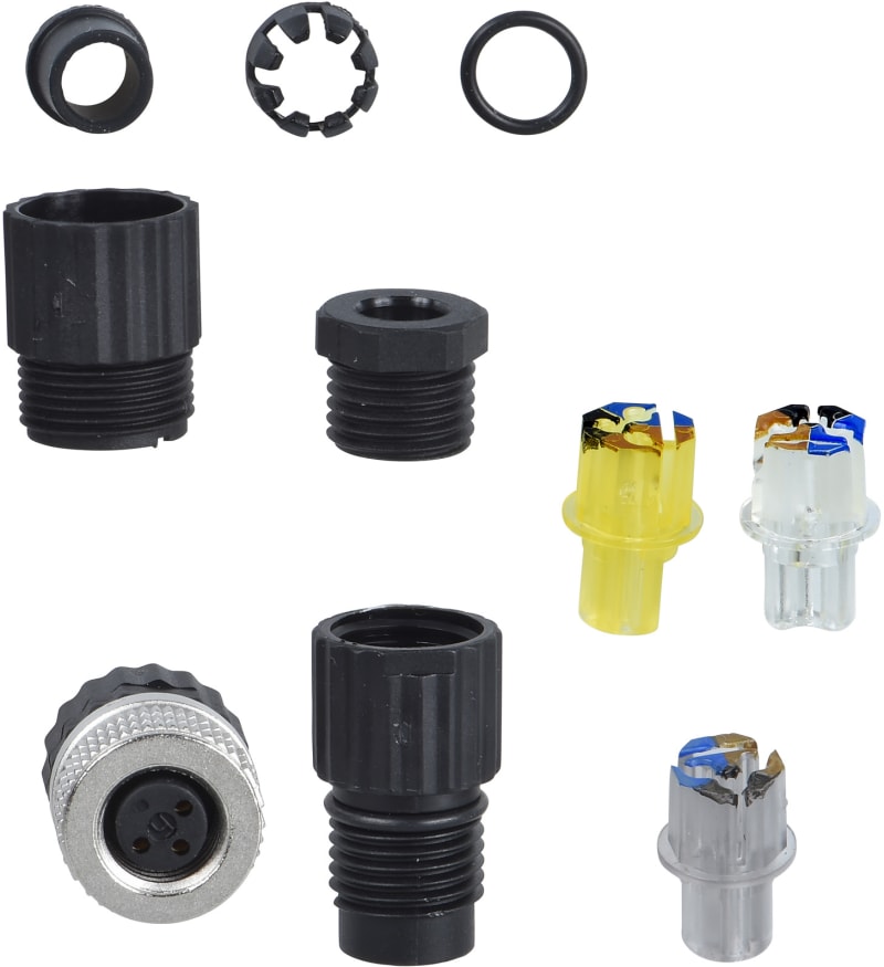 Telemecanique XZCC8FDM30V Field-Wireable Connector, M8, Female, Straight, 3-pin, Metal