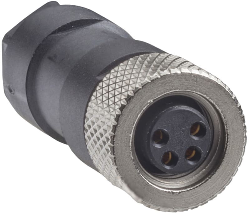 Telemecanique XZCC8FDM40V Field-Wireable Connector, M8, Female, Straight, 4-pin, Metal