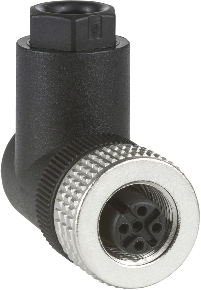 Telemecanique XZCC12FCM40B M12 Female Connector, Angled, 4-Pin, Screw Terminals