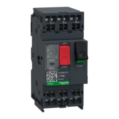 Schneider Electric Motor circuit breaker,TeSys Deca frame 2,3P,20-25A,thermal magnetic,push button,spring terminals GV2ME223