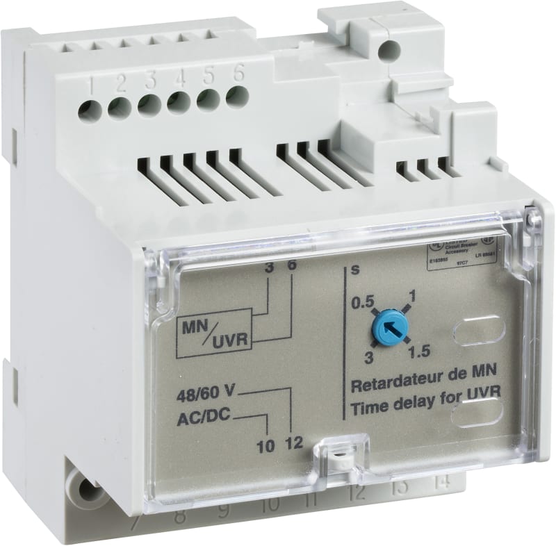 Schneider Electric 33682 adjustable time delay relay for MN voltage release, 200/250 VDC, 200/250 VAC 50/60 Hz