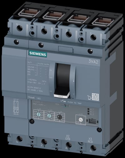 Siemens MCCB_3VA21_4P_55KA_ETU320_,LI,IN=160A,IR=64A-160A,II=1,5-10XIN,,terminal Cu
