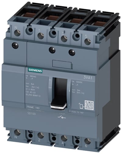 Siemens 3VA1 load-break switch, 4-Pole,160A,box terminal for Cu cables
