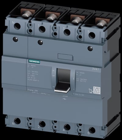 Siemens 3VA1 load-break switch, 4-Pole, 250A, Bolt Connection for cable lug, rails or cable clamps