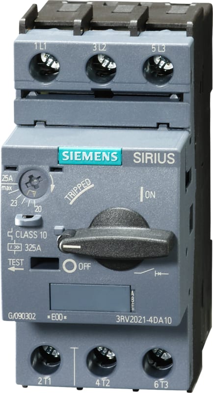 Siemens SIRIUS 3RV20 motor protection circuit breaker, frame size S0