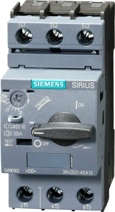 Siemens SIRIUS 3RV20 motor protection circuit breaker, frame size S0