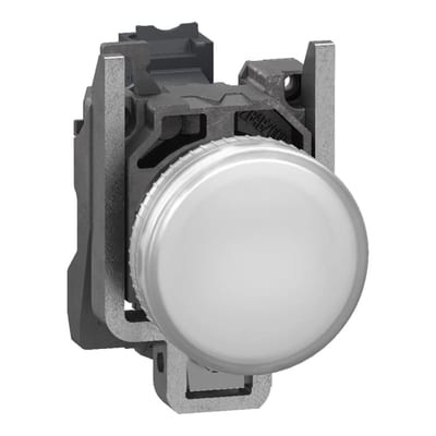 Schneider Electric Pilot light, Harmony XB4, metal, white, 22mm, universal LED, plain lens, 24V AC DC, compact push in terminals XB4BVB15