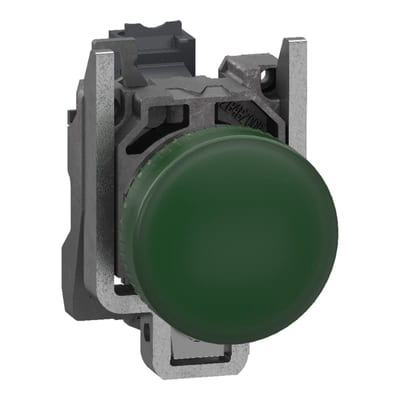Schneider Electric Pilot light, Harmony XB4, metal, green, 22mm, universal LED, plain lens, 24V AC DC, compact push in terminals XB4BVB35