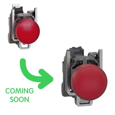 Schneider Electric Pilot light, Harmony XB4, metal, red, 22mm, universal LED, plain lens, 24V AC DC, compact push in terminals XB4BVB45