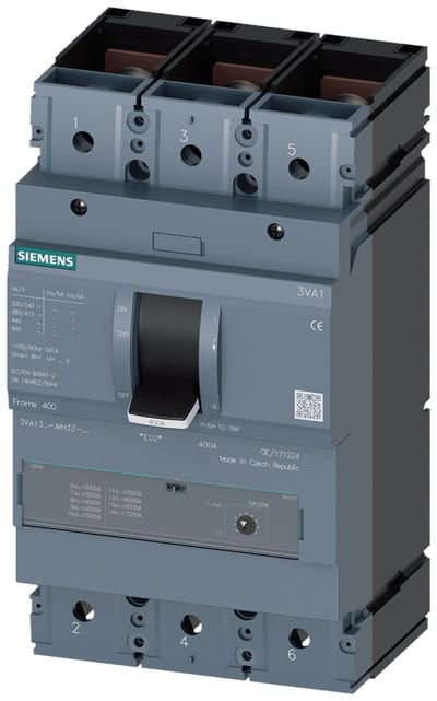 Siemens 3VA13, 3P, 250A, TM120M, with Bolt Connection, 55KA, II=2000-4000A, short-circuit protection/starter protection