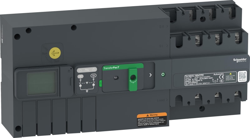 Schneider Electric transfer switch, TransferPacT Active automatic, 125A, 400V, 3P, LCD,frame 160A TA16D3L1254TPE