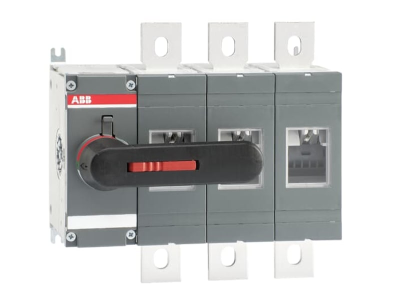 ABB 3-Pole, side operated, base mounted switch-disconnector with black direct mount handle, terminal bolt kit included OT630E03K