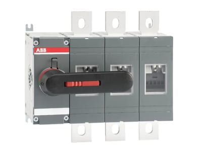 ABB 3-Pole, side operated, base mounted switch-disconnector with black direct mount handle, terminal bolt kit included OT630E03K