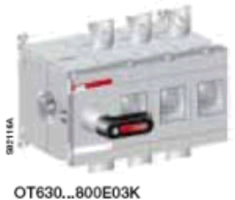 ABB 3-Pole, front operated, base mounted switch-disconnector with black direct mount handle, terminal bolt kit included 1SCA022779R5160