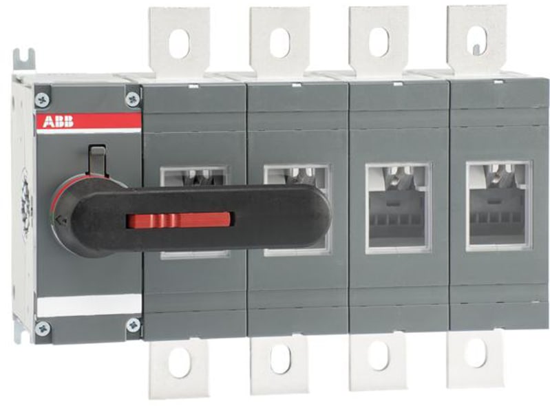 ABB 4-Pole, side operated, base mounted switch-disconnector with black direct mount handle, terminal bolt kit included 1SCA022779R5080