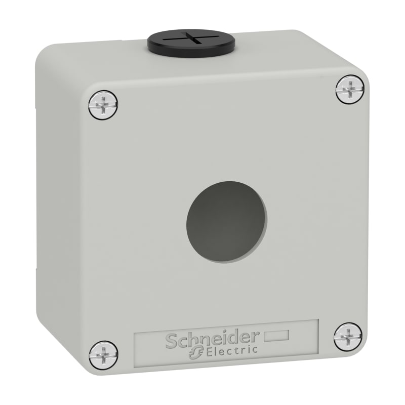 Schneider Electric Harmony XAP, XB2 SL, Empty control station, zinc alloy, grey, M20, 1 cut-out 22mm, 80 x 80 x 51,5, UL cULus XAPD1201