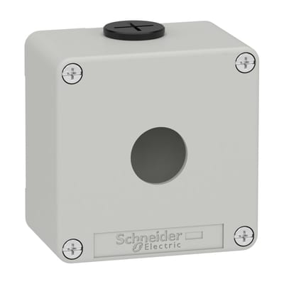 Schneider Electric Harmony XAP, XB2 SL, Empty control station, zinc alloy, grey, M20, 1 cut-out 22mm, 80 x 80 x 51,5, UL cULus XAPD1201