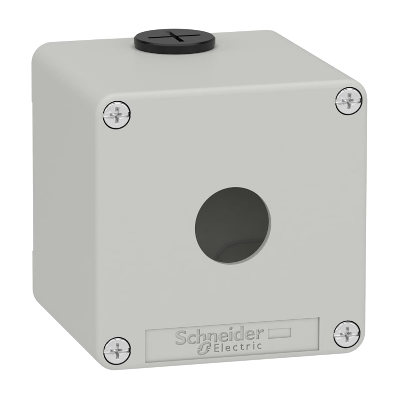 Schneider Electric Harmony XAP, XB2 SL, Empty control station, zinc alloy, grey, M20, 1 cut-out 22mm, 80 x 80 x 77, UL cULus XAPD1501