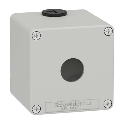 Schneider Electric Harmony XAP, XB2 SL, Empty control station, zinc alloy, grey, M20, 1 cut-out 22mm, 80 x 80 x 77, UL cULus XAPD1501