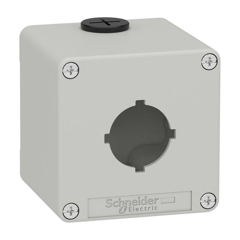 Schneider Electric Harmony XAP, XB2 SL, Empty control station, zinc alloy, grey, M20, 1 cut-out 30mm with notches, 80 x 80 x 77, UL cULus XAPD1601