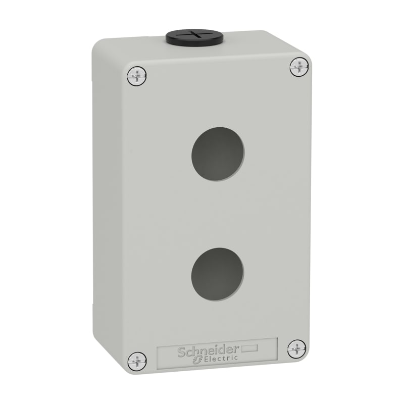 Schneider Electric Harmony XAP, XB2 SL, Empty control station, zinc alloy, grey, M20, 2 cut-outs 22mm, 80 x 130 x 51,5, UL cULus XAPD2202