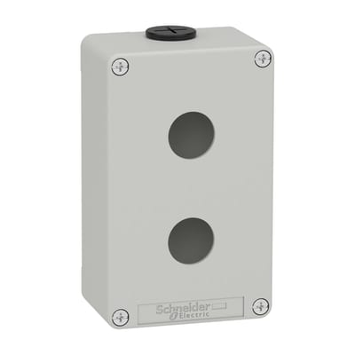 Schneider Electric Harmony XAP, XB2 SL, Empty control station, zinc alloy, grey, M20, 2 cut-outs 22mm, 80 x 130 x 51,5, UL cULus XAPD2202