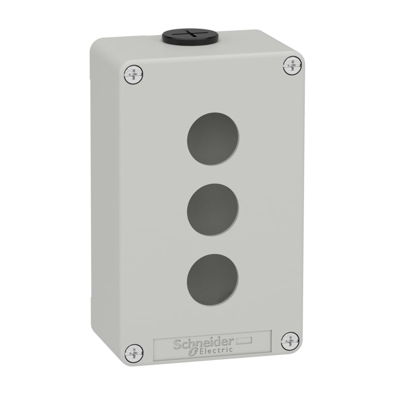 Schneider Electric Harmony XAP, XB2 SL, Empty control station, zinc alloy, grey, M20, 3 cut-outs 22mm, 80 x 130 x 51,5, UL cULus XAPD2203
