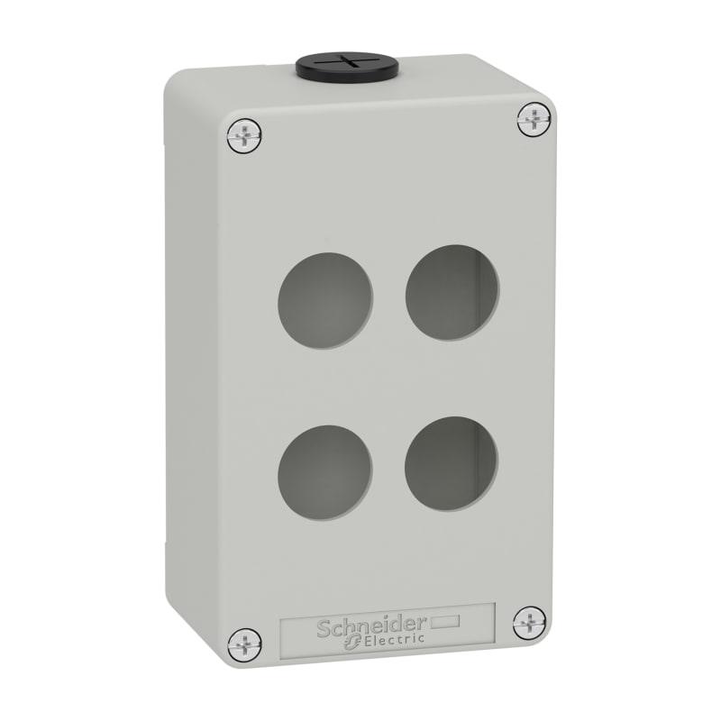 Schneider Electric Harmony XAP, XB2 SL, Empty control station, zinc alloy, grey, M20, 4 cut-outs 22mm, 80 x 130 x 51,5, UL cULus XAPD2204