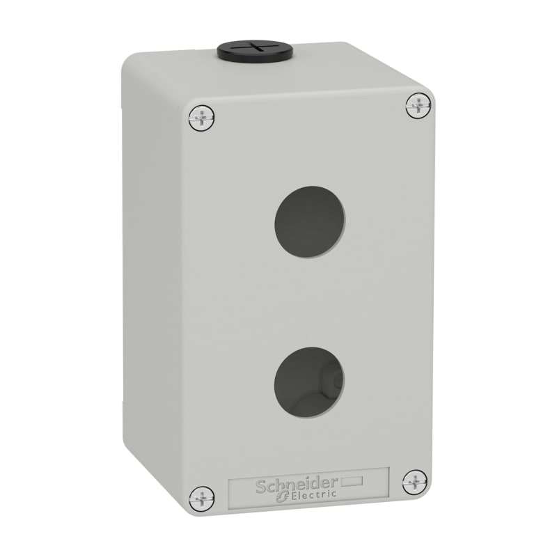 Schneider Electric Harmony XAP, XB2 SL, Empty control station, zinc alloy, grey, M20, 2 cut-outs 22mm, 80 x 130 x 77, UL cULus XAPD2502