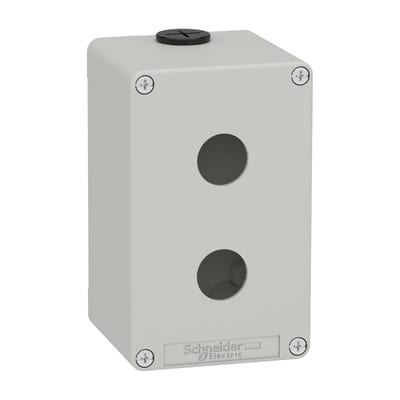 Schneider Electric Harmony XAP, XB2 SL, Empty control station, zinc alloy, grey, M20, 2 cut-outs 22mm, 80 x 130 x 77, UL cULus XAPD2502