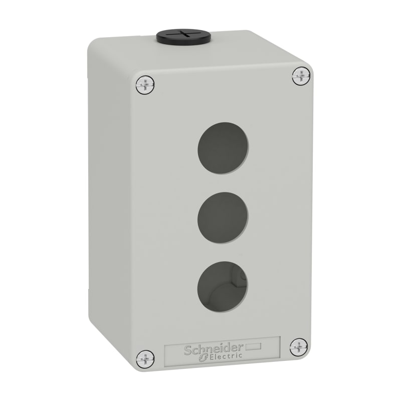 Schneider Electric Harmony XAP, XB2 SL, Empty control station, zinc alloy, grey, M20, 3 cut-outs 22mm, 80 x 130 x 77, UL cULus XAPD2503