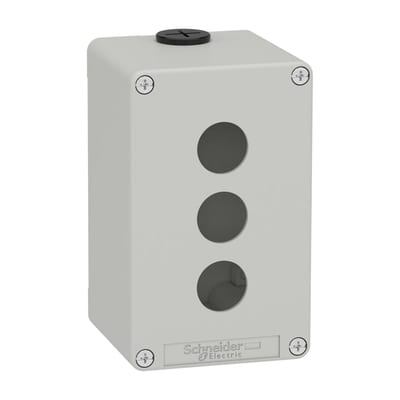 Schneider Electric Harmony XAP, XB2 SL, Empty control station, zinc alloy, grey, M20, 3 cut-outs 22mm, 80 x 130 x 77, UL cULus XAPD2503