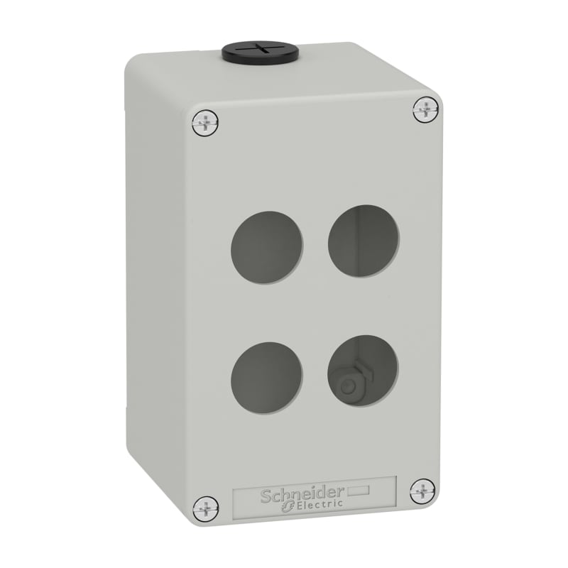Schneider Electric Harmony XAP, XB2 SL, Empty control station, zinc alloy, grey, M20, 4 cut-outs 22mm, 80 x 130 x 77, UL cULus XAPD2504