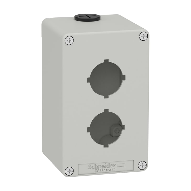 Schneider Electric Harmony XAP, XB2 SL, Empty control station, zinc alloy, grey, M20, 2 cut-outs 30mm with notches, 80 x 130 x 77, UL cULus XAPD2602