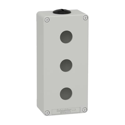 Schneider Electric Harmony XAP, XB2 SL, Empty control station, zinc alloy, grey, M25, 3 cut-outs 22mm, 80 x 175 x 51,5 XAPD3203