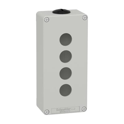 Schneider Electric Harmony XAP, XB2 SL, Empty control station, zinc alloy, grey, M25, 4 cut-outs 22mm, 80 x 175 x 51,5 XAPD3204