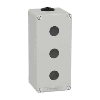 Schneider Electric Harmony XAP, XB2 SL, Empty control station, zinc alloy, grey, M25, 3 cut-outs 22mm, 80 x 175 x 77 XAPD3503
