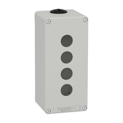Schneider Electric Harmony XAP, XB2 SL, Empty control station, zinc alloy, grey, M25, 4 cut-outs 22mm, 80 x 175 x 77 XAPD3504