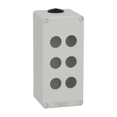 Schneider Electric Harmony XAP, XB2 SL, Empty control station, zinc alloy, grey, M25, 6 cut-outs 22mm, 80 x 175 x 77 XAPD3506