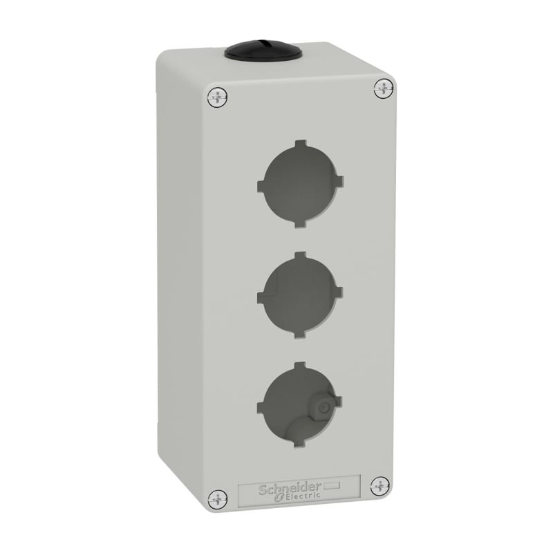 Schneider Electric Harmony XAP, XB2 SL, Empty control station, zinc alloy, grey, M25, 3 cut-outs 30mm with notches, 80 x 175 x 77 XAPD3603