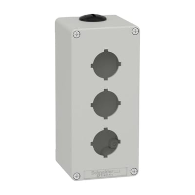 Schneider Electric Harmony XAP, XB2 SL, Empty control station, zinc alloy, grey, M25, 3 cut-outs 30mm with notches, 80 x 175 x 77 XAPD3603
