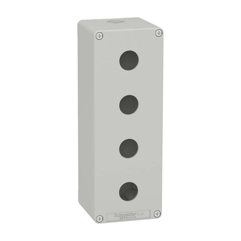 Schneider Electric Harmony XAP, XB2 SL, Empty control station, zinc alloy, grey, M25, 4 cut-outs 22mm, 80 x 220 x 77 XAPD4504