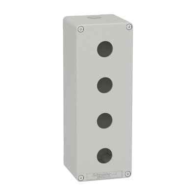 Schneider Electric Harmony XAP, XB2 SL, Empty control station, zinc alloy, grey, M25, 4 cut-outs 22mm, 80 x 220 x 77 XAPD4504